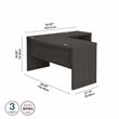 Pemberly Row L Shaped Bow Front Desk in Charcoal Maple - Engineered Wood