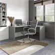 Pemberly Row Contemporary L Shaped Desk in Gray - Engineered Wood