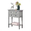 Pemberly Row Three-Drawer Hall Table with Shelf in Gray Wood Finish