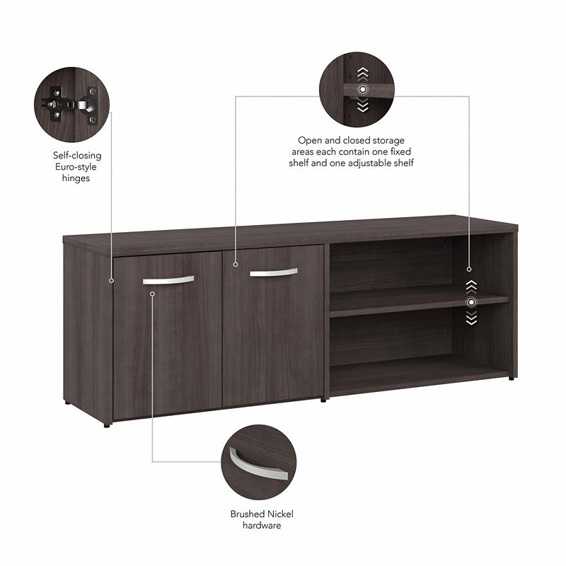 Pemberly Row 72W Desk with Storage and Drawers in Storm Gray - Engineered Wood