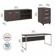 Pemberly Row 72W Desk with Storage and Drawers in Storm Gray - Engineered Wood