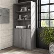 Pemberly Row Tall 5 Shelf Bookcase with Doors in Platinum Gray - Engineered Wood