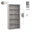 Pemberly Row Tall 5 Shelf Bookcase with Doors in Platinum Gray - Engineered Wood