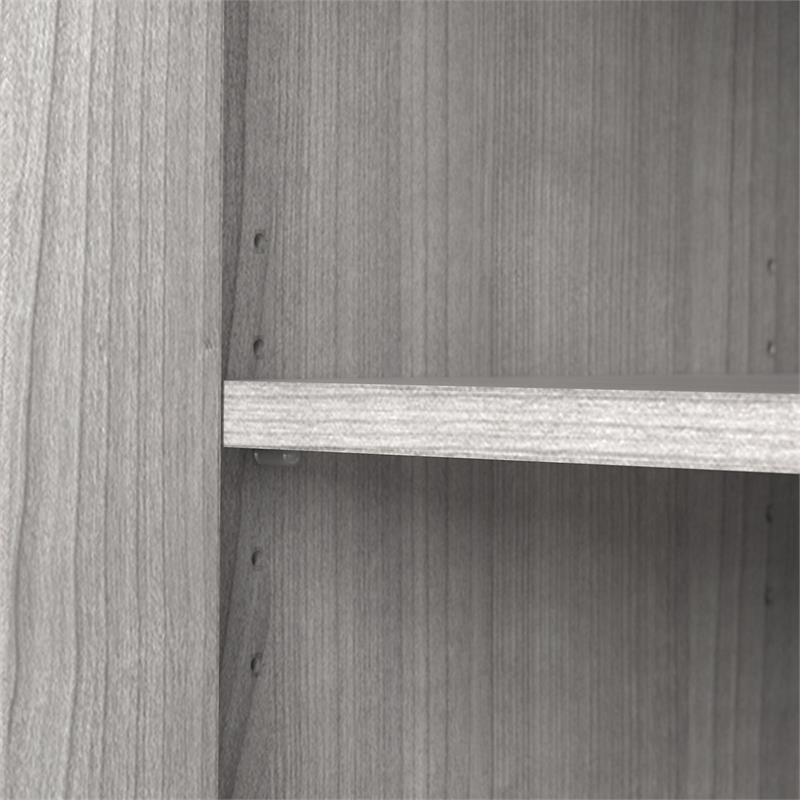 Pemberly Row Tall 5 Shelf Bookcase with Doors in Platinum Gray - Engineered Wood