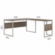 Pemberly Row 60W x 30D L Shaped Table Desk in Modern Hickory - Engineered Wood