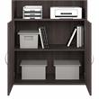 Pemberly Row Tall 5 Shelf Bookcase with Doors in Storm Gray - Engineered Wood