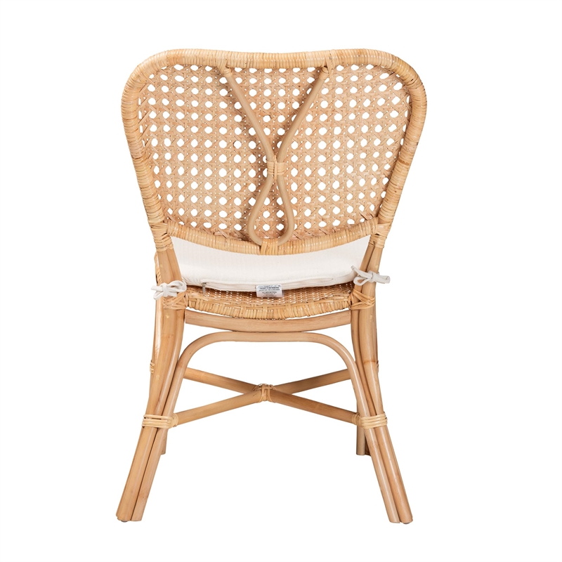 Pemberly Row Contemporary Brown Finished Rattan Dining Chair