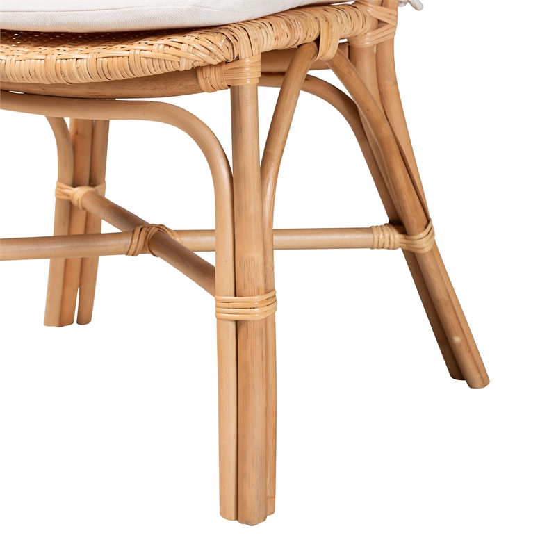 Pemberly Row Contemporary Brown Finished Rattan Dining Chair