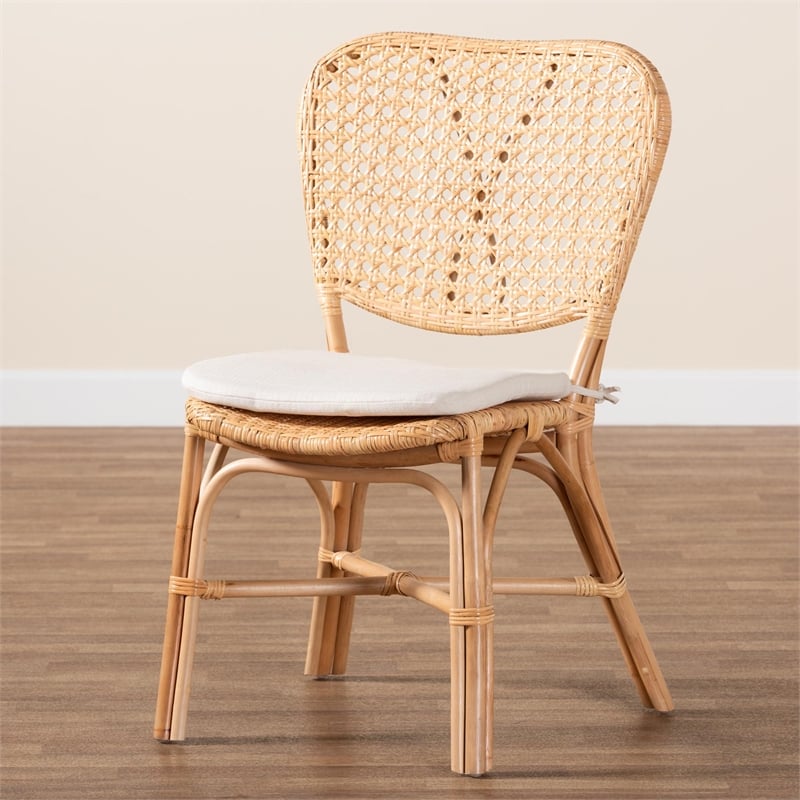 Pemberly Row Contemporary Brown Finished Rattan Dining Chair