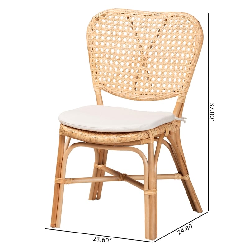 Pemberly Row Contemporary Brown Finished Rattan Dining Chair