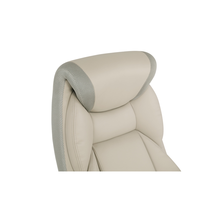 Pemberly Row Taupe Gray Bonded Leather Chair with Cocoa Coated Nylon Base