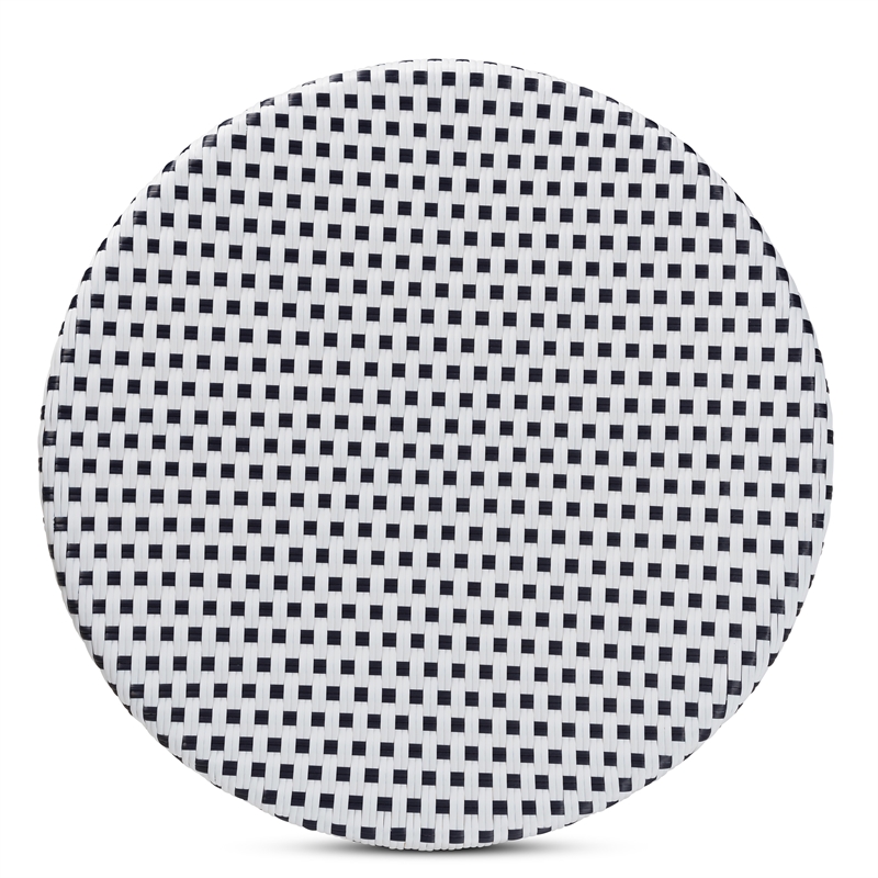 Pemberly Row Black and White Weaving and Rattan Dining Table