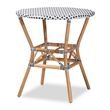 Pemberly Row Black and White Weaving and Rattan Dining Table