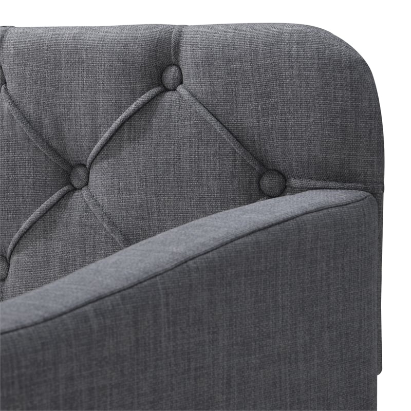 Pemberly Row Contemporary Tufted Daybed and Trundle Dark Gray