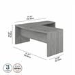 Pemberly Row 72W Bow Front L Shaped Desk in Modern Gray - Engineered Wood