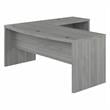Pemberly Row 72W Bow Front L Shaped Desk in Modern Gray - Engineered Wood