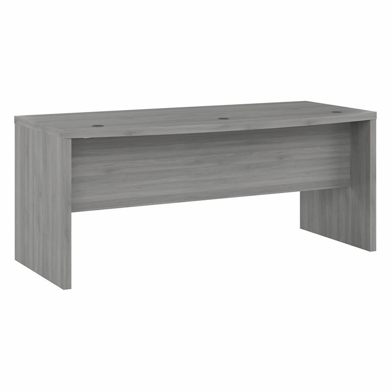 Pemberly Row 72W Bow Front Desk in Modern Gray - Engineered Wood