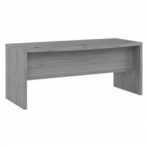 Pemberly Row 72W Bow Front Desk in Modern Gray - Engineered Wood