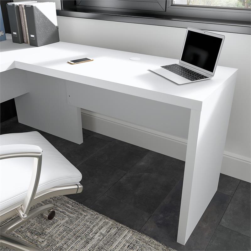 Pemberly Row 42W Desk Return/Bridge in Pure White - Engineered Wood