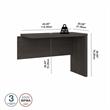 Pemberly Row 42W Desk Return/Bridge in Charcoal Maple - Engineered Wood