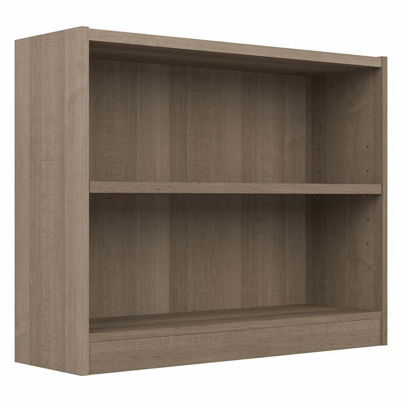 Pemberly Row Small 2 Shelf Bookcase in Ash Gray - Engineered Wood