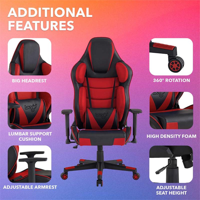 Pemberly Row Modern / Contemporary Faux Leather Game Chair Red