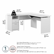 Pemberly Row 60W 3 Position L Shaped Sit Stand Desk in White - Engineered Wood
