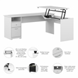 Pemberly Row 60W 3 Position L Shaped Sit Stand Desk in White - Engineered Wood