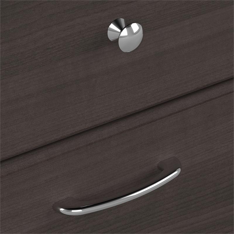 Pemberly Row 60W L Shaped Desk with Drawers in Heather Gray - Engineered Wood