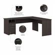 Pemberly Row 72W L Shaped Computer Desk with File in Heather Gray - Wood