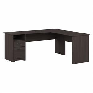 Pemberly Row 72W L Shaped Computer Desk with File in Heather Gray - Wood