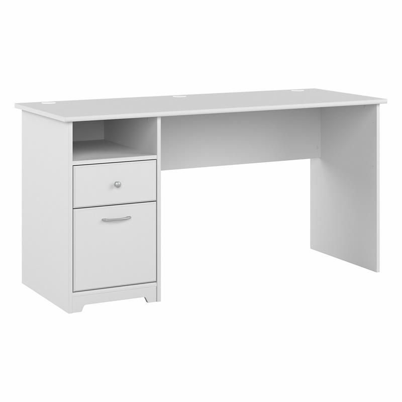 Pemberly Row 60W Computer Desk with Drawers in White - Engineered Wood