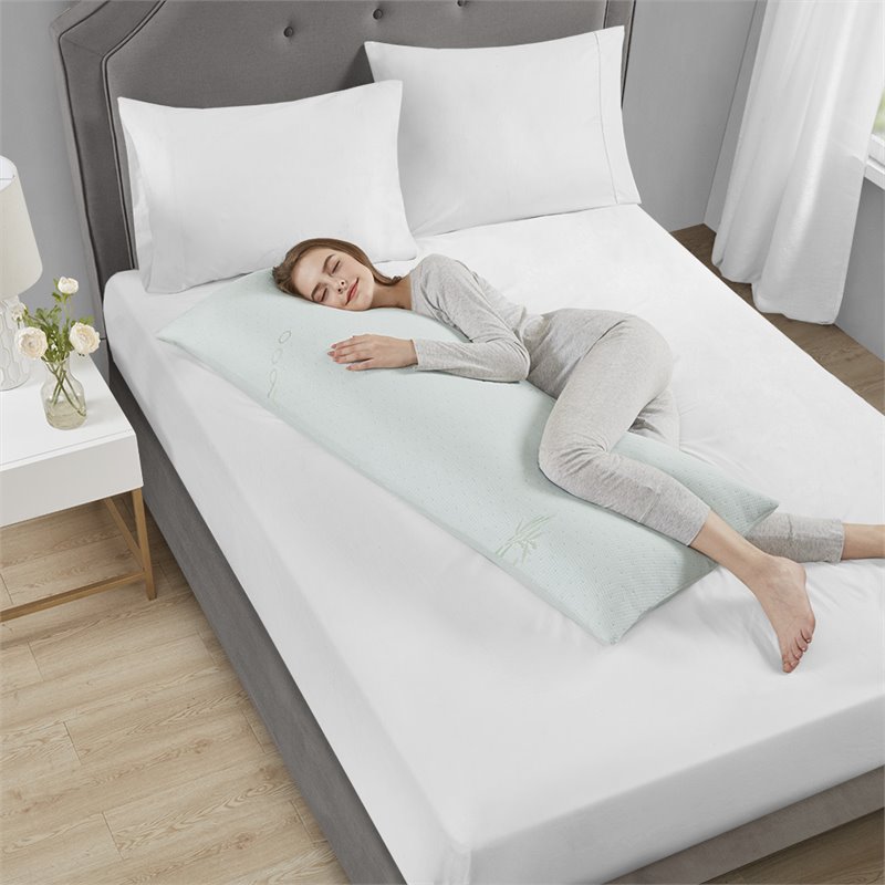 Pemberly Row Polyester Rayon Foam Pillow with Bamboo Cover in Ivory