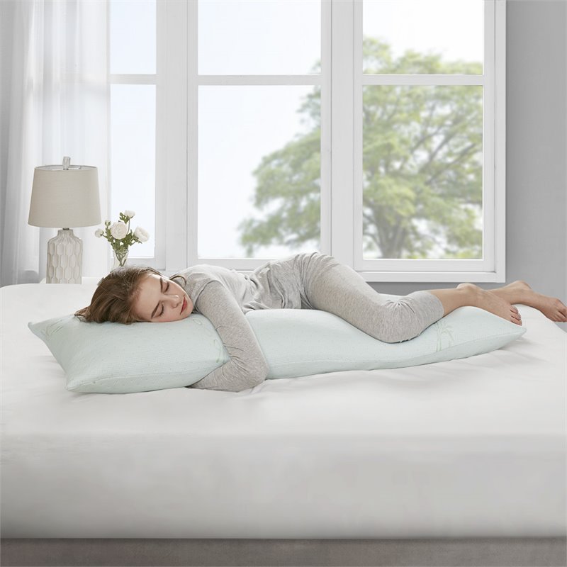 Pemberly Row Polyester Rayon Foam Pillow with Bamboo Cover in Ivory