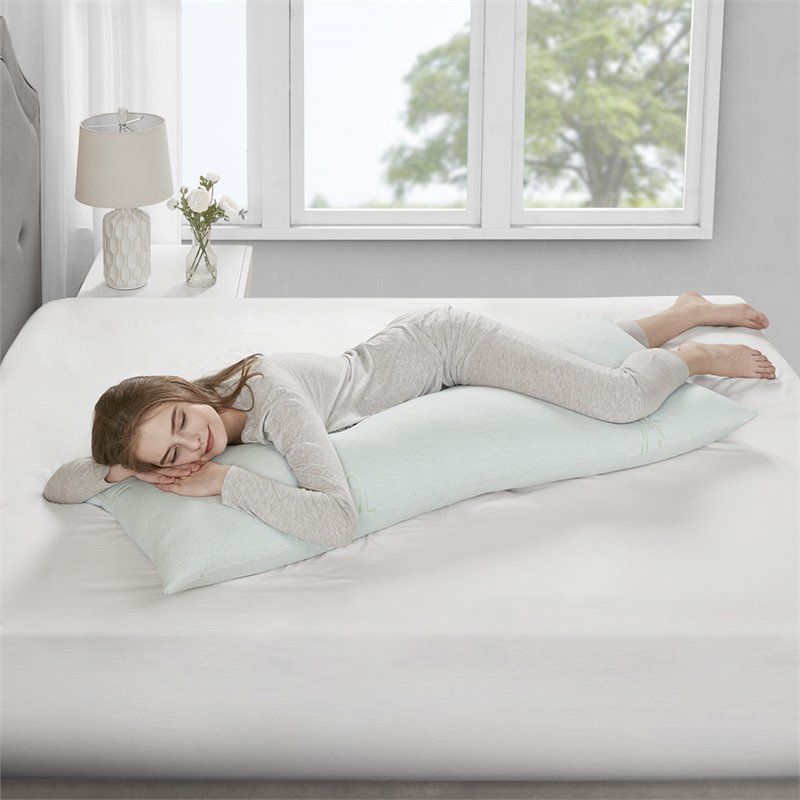 Pemberly Row Polyester Rayon Foam Pillow with Bamboo Cover in Ivory