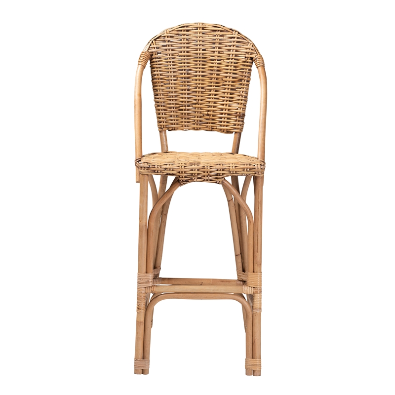 Pemberly Row Modern / Contemporary Bohemian Natural Rattan Bar Stool