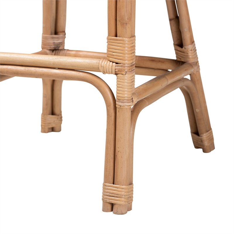 Pemberly Row Modern / Contemporary Bohemian Natural Rattan Bar Stool