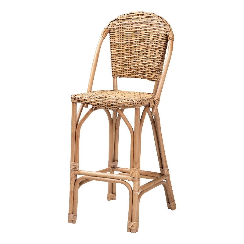 Pemberly Row Modern / Contemporary Bohemian Natural Rattan Bar Stool