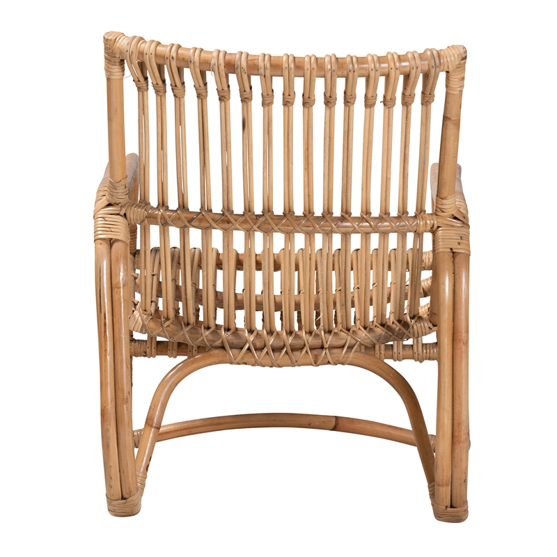 Pemberly Row Contemporary Bohemian Natural Rattan Accent Chair