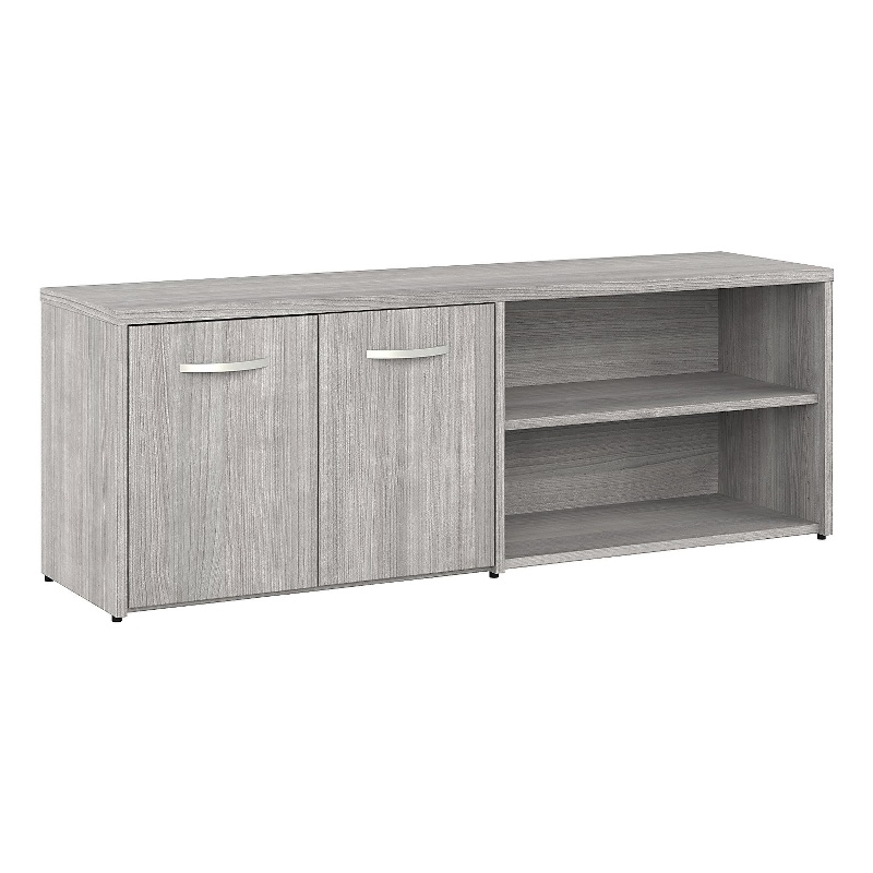 Pemberly Row Low Storage Cabinet with Doors in Platinum Gray - Engineered Wood