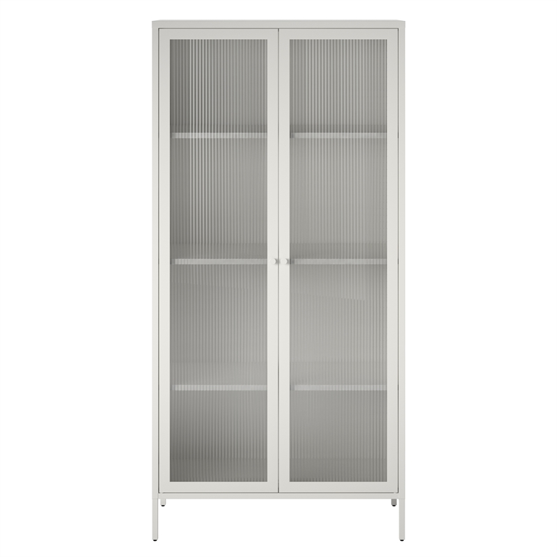 Pemberly Row Contemporary Tall 2 Door Storage Cabinet in White