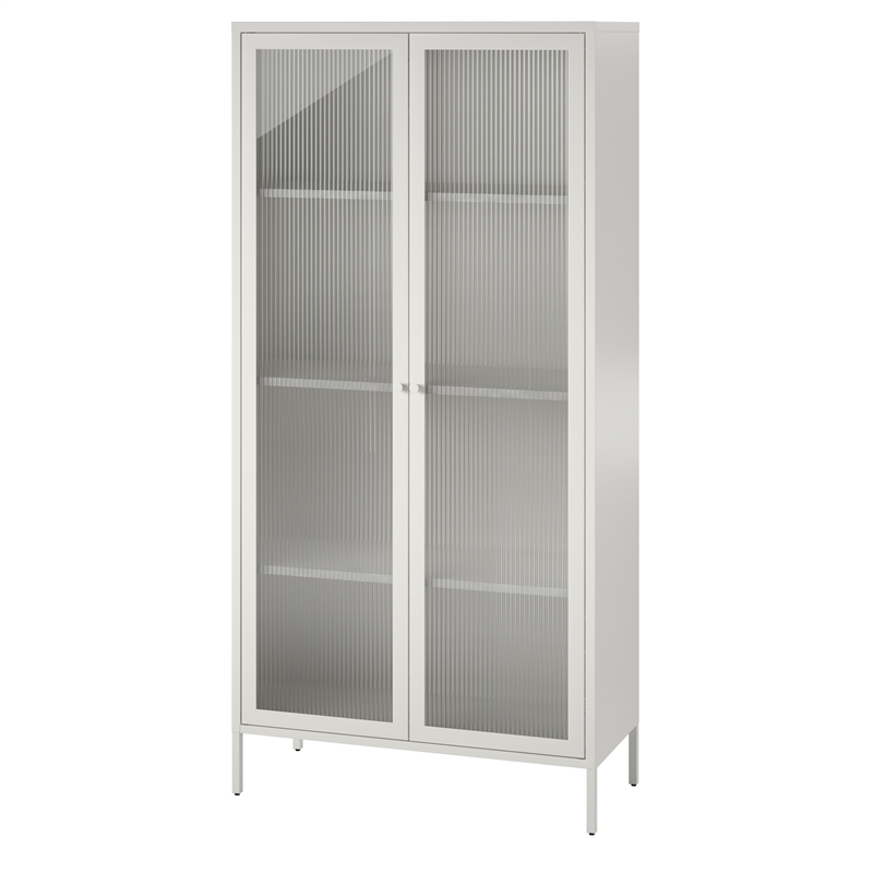 Pemberly Row Contemporary Tall 2 Door Storage Cabinet in White