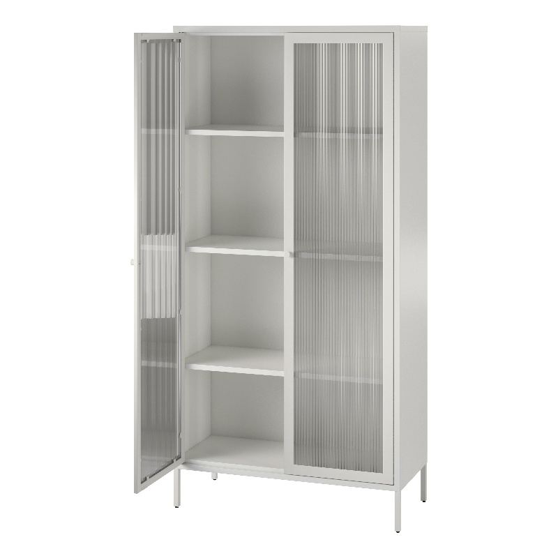 Pemberly Row Contemporary Tall 2 Door Storage Cabinet in White