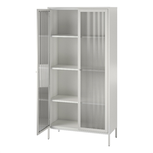 Pemberly Row Contemporary Tall 2 Door Storage Cabinet in White