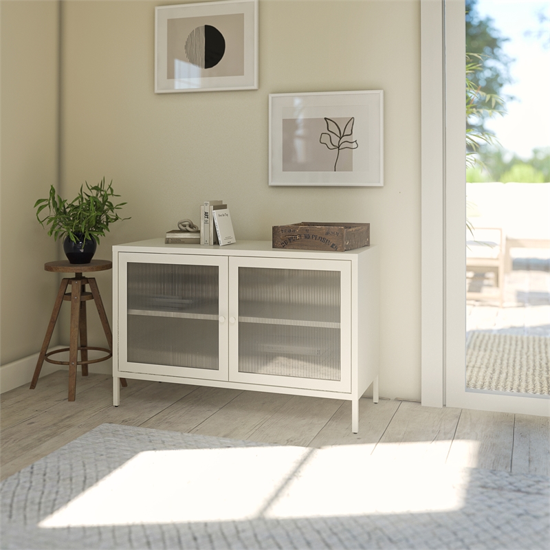 Pemberly Row Modern / Contemporary 2 Door Storage Cabinet in White
