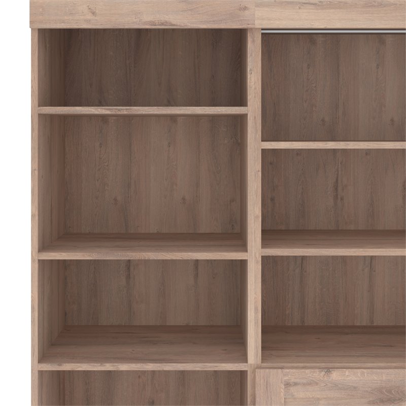 Pemberly Row 25W Closet Organizer with Drawers in Rustic Brown - Engineered Wood
