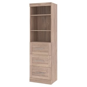 Pemberly Row 25W Closet Organizer with Drawers in Rustic Brown - Engineered Wood