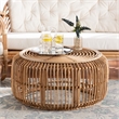 Pemberly Row Modern Bohemian Natural Brown Antique Rattan Coffee Table