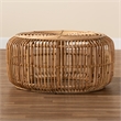 Pemberly Row Modern Bohemian Natural Brown Antique Rattan Coffee Table