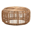 Pemberly Row Modern Bohemian Natural Brown Antique Rattan Coffee Table